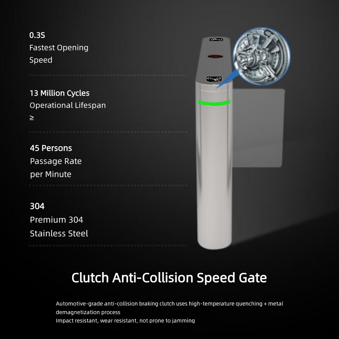 Stainless Steel Pedestrian Access Control Turnstile Gate, RFID Card Face Recognition Security Entrance Turn‑stile - 图片 11