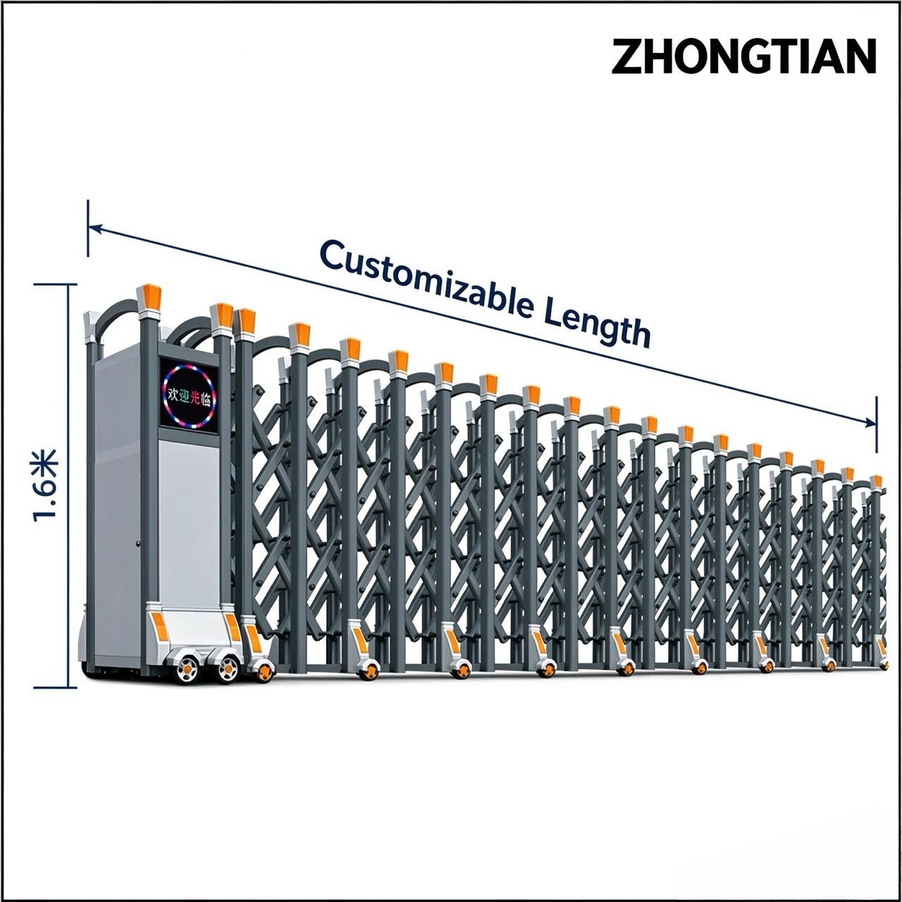 Intelligent Electric Retractable Accordion Gate, Automatic Scissor Security Gate, Anti-Collision Anti-Pinch, Thick Reinforced, Wind Stable, Customizable Length for Factory, School, Yard - 图片 15