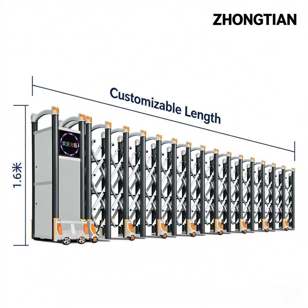 Intelligent Electric Retractable Accordion Gate, Automatic Scissor Security Gate, Anti-Collision Anti-Pinch, Thick Reinforced, Wind Stable, Customizable Length for Factory, School, Yard - 图片 14