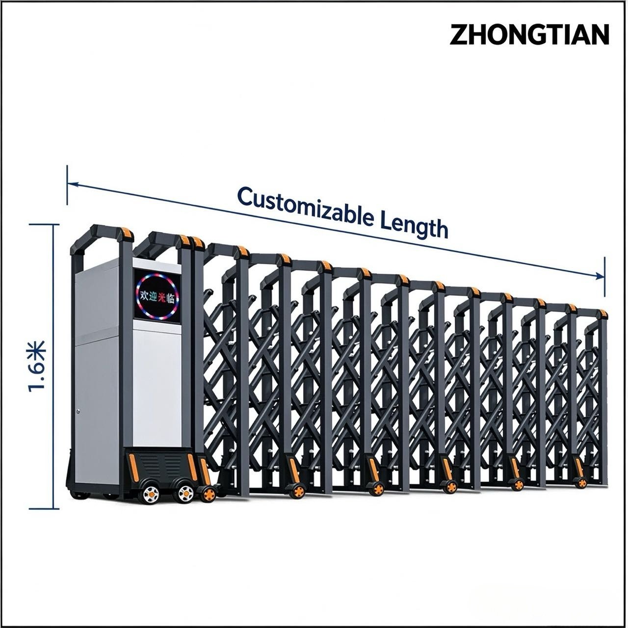 Intelligent Electric Retractable Accordion Gate, Automatic Scissor Security Gate, Anti-Collision Anti-Pinch, Thick Reinforced, Wind Stable, Customizable Length for Factory, School, Yard - 图片 13