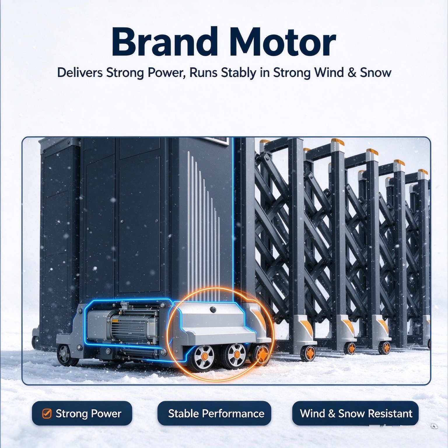Intelligent Electric Retractable Accordion Gate, Automatic Scissor Security Gate, Anti-Collision Anti-Pinch, Thick Reinforced, Wind Stable, Customizable Length for Factory, School, Yard - 图片 8