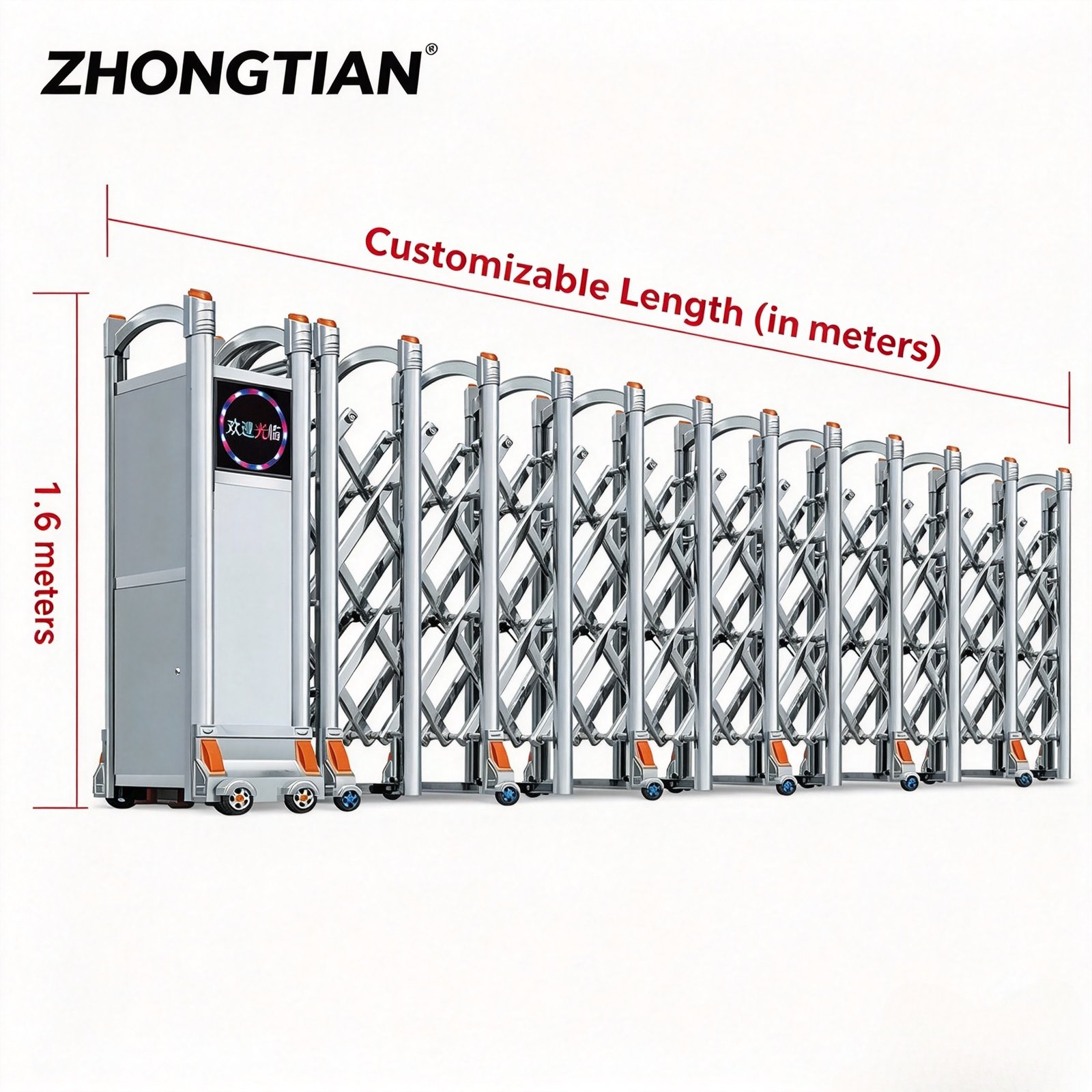 Stainless Steel Intelligent Electric Retractable Gate, Automatic Scissor Security Gate, Anti-Collision Anti-Pinch, Thickened & Reinforced, Wind Resistant, Custom Length for Factory, School & Yard Entrance - 图片 15