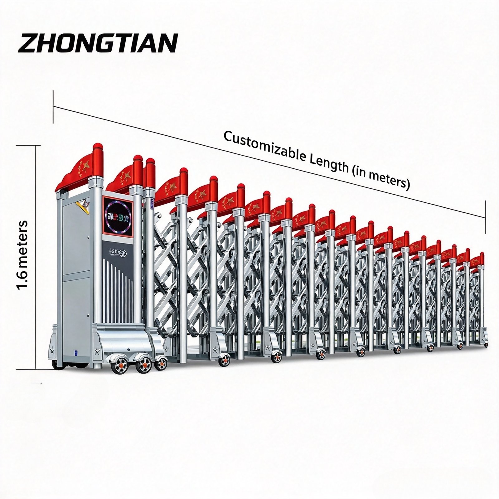 Stainless Steel Intelligent Electric Retractable Gate, Automatic Scissor Security Gate, Anti-Collision Anti-Pinch, Thickened & Reinforced, Wind Resistant, Custom Length for Factory, School & Yard Entrance - 图片 12