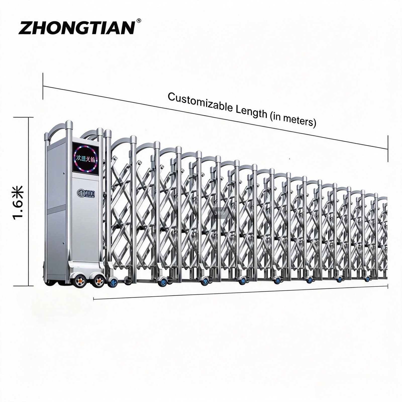 Stainless Steel Intelligent Electric Retractable Gate, Automatic Scissor Security Gate, Anti-Collision Anti-Pinch, Thickened & Reinforced, Wind Resistant, Custom Length for Factory, School & Yard Entrance - 图片 11