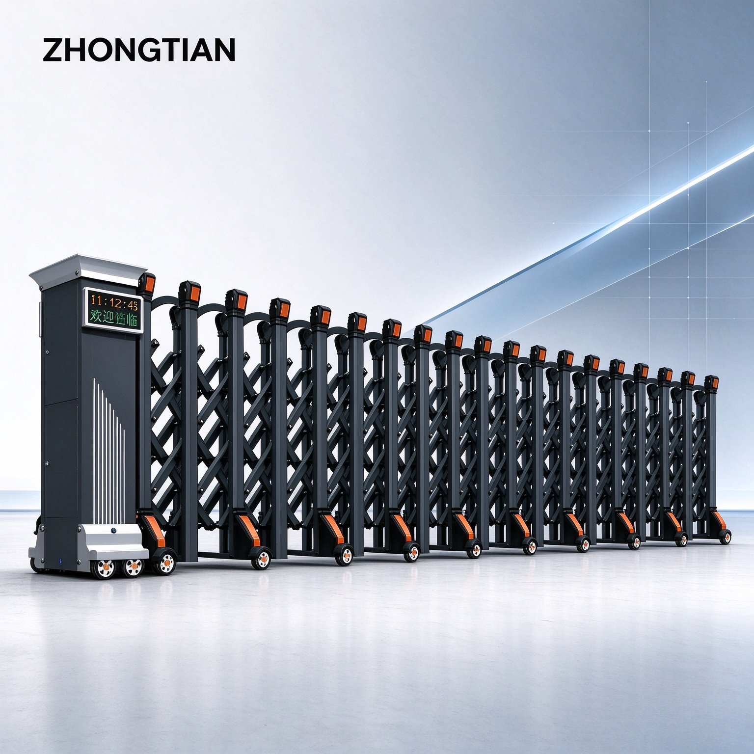 Stainless Steel Intelligent Electric Retractable Gate, Automatic Scissor Security Gate, Anti-Collision Anti-Pinch, Thickened & Reinforced, Wind Resistant, Custom Length for Factory, School & Yard Entrance - 图片 9
