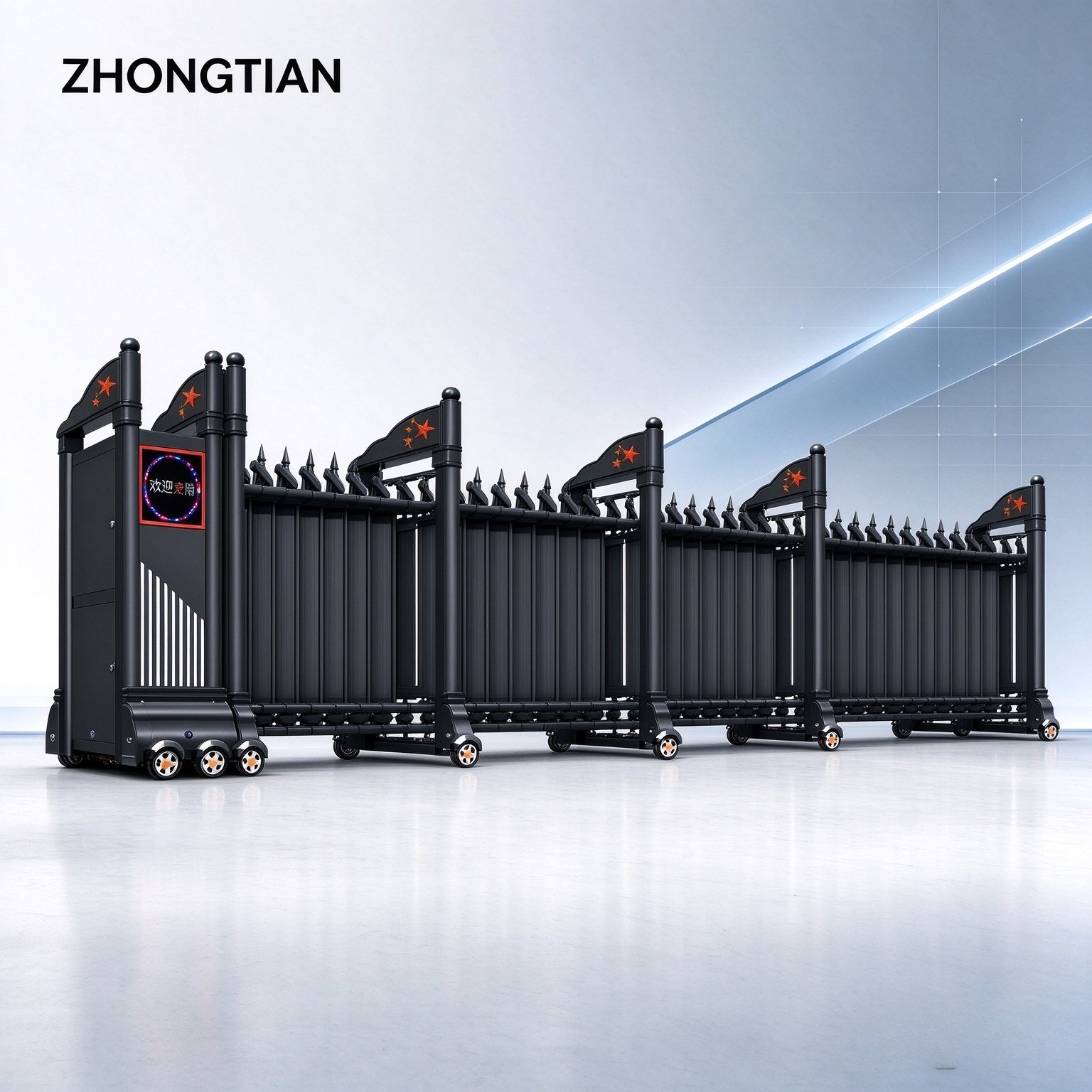 Stainless Steel Intelligent Electric Retractable Gate, Automatic Scissor Security Gate, Anti-Collision Anti-Pinch, Thickened & Reinforced, Wind Resistant, Custom Length for Factory, School & Yard Entrance - 图片 3
