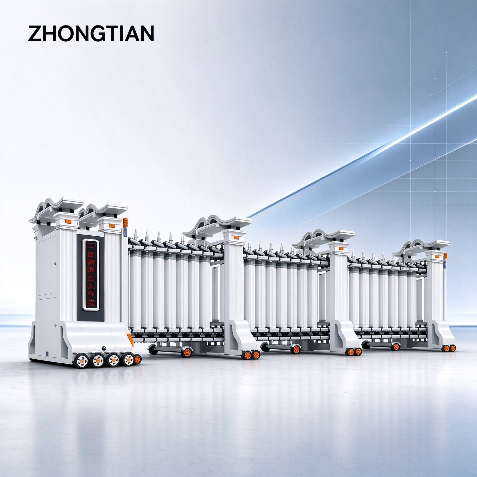 Stainless Steel Intelligent Electric Retractable Gate, Automatic Scissor Security Gate, Anti-Collision Anti-Pinch, Thickened & Reinforced, Wind Resistant, Custom Length for Factory, School & Yard Entrance - 图片 4