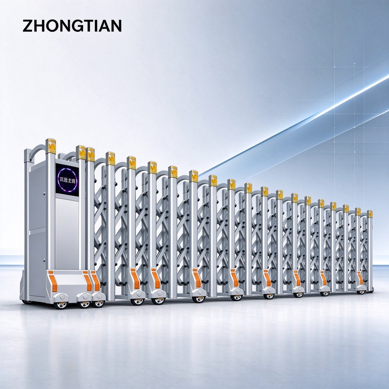 Stainless Steel Intelligent Electric Retractable Gate, Automatic Scissor Security Gate, Anti-Collision Anti-Pinch, Thickened & Reinforced, Wind Resistant, Custom Length for Factory, School & Yard Entrance - 图片 5