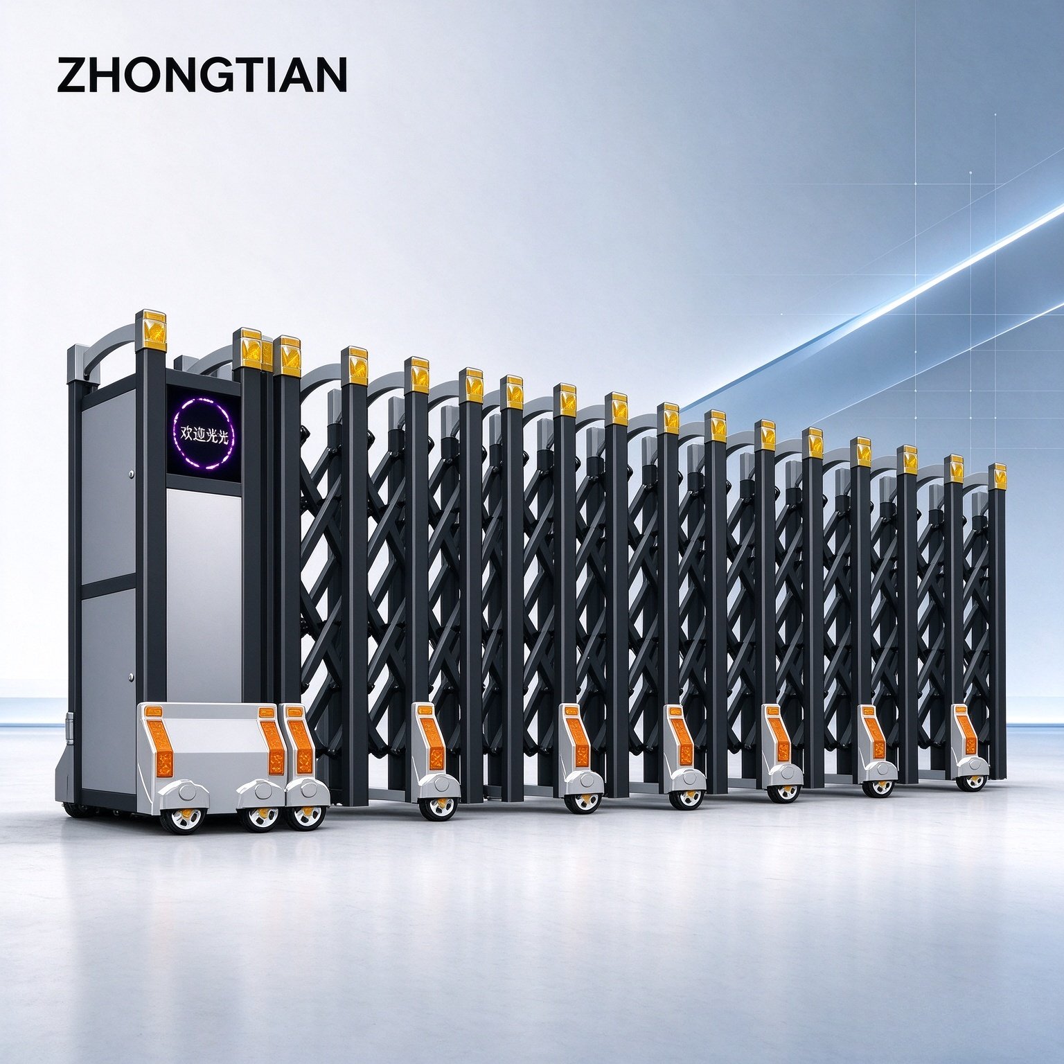 Stainless Steel Intelligent Electric Retractable Gate, Automatic Scissor Security Gate, Anti-Collision Anti-Pinch, Thickened & Reinforced, Wind Resistant, Custom Length for Factory, School & Yard Entrance - 图片 6