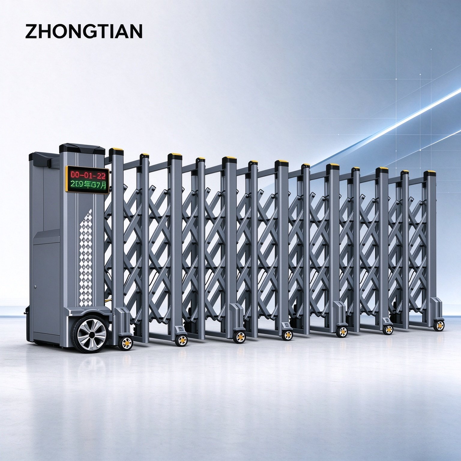Stainless Steel Intelligent Electric Retractable Gate, Automatic Scissor Security Gate, Anti-Collision Anti-Pinch, Thickened & Reinforced, Wind Resistant, Custom Length for Factory, School & Yard Entrance - 图片 7