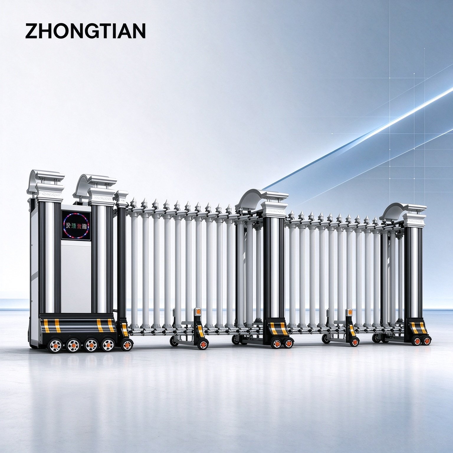 Stainless Steel Intelligent Electric Retractable Gate, Automatic Scissor Security Gate, Anti-Collision Anti-Pinch, Thickened & Reinforced, Wind Resistant, Custom Length for Factory, School & Yard Entrance - 图片 2