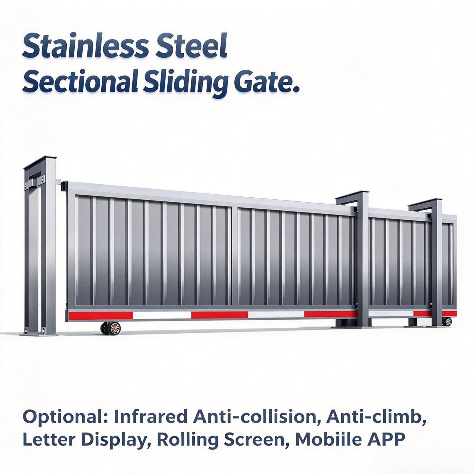 Automatic Sectional Sliding Gate, Aluminum Alloy Smart Sectional Gate, Wind Resistant Typhoon Proof Electric Sliding Gate for Factory Community - 图片 11