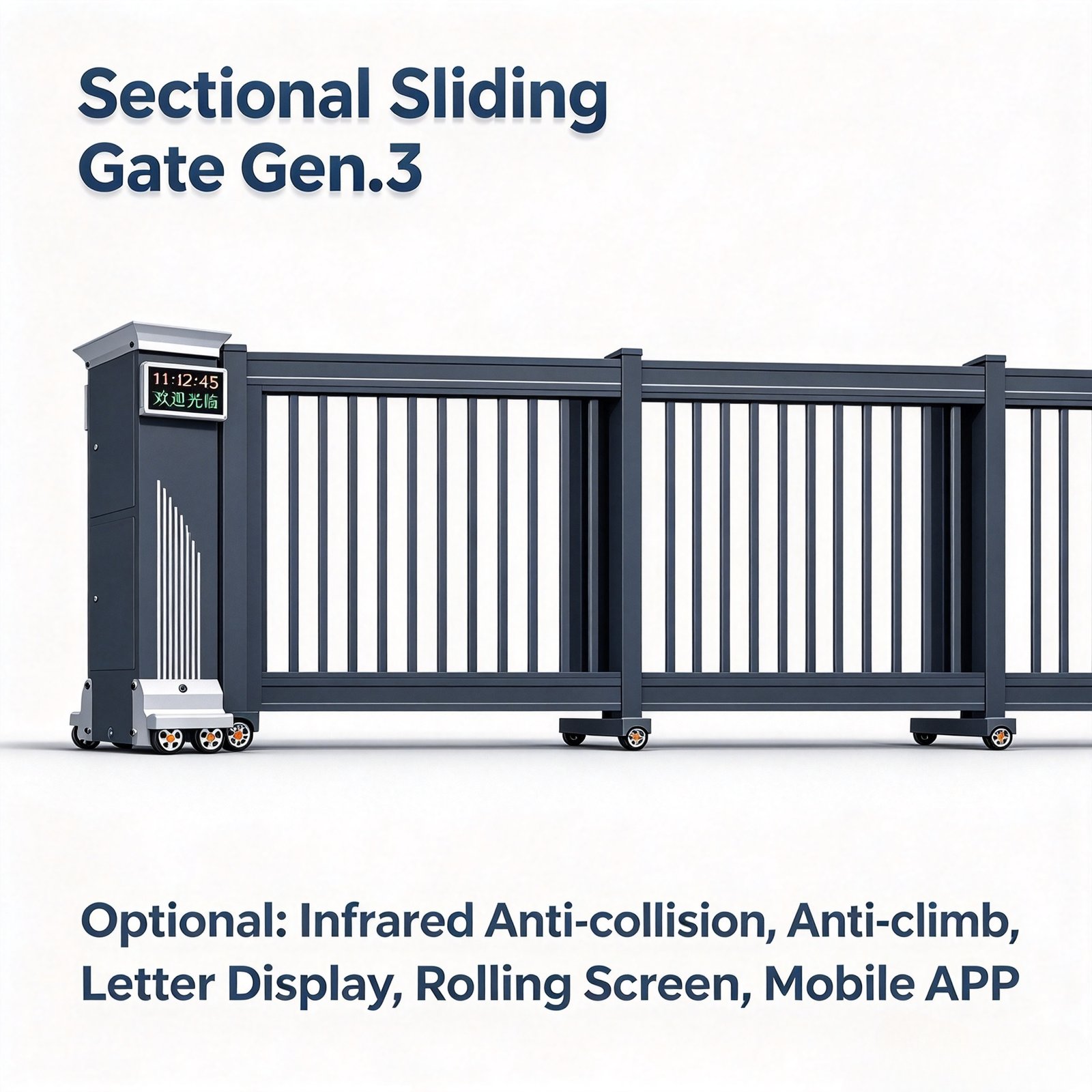 Automatic Sectional Sliding Gate, Aluminum Alloy Smart Sectional Gate, Wind Resistant Typhoon Proof Electric Sliding Gate for Factory Community - 图片 14