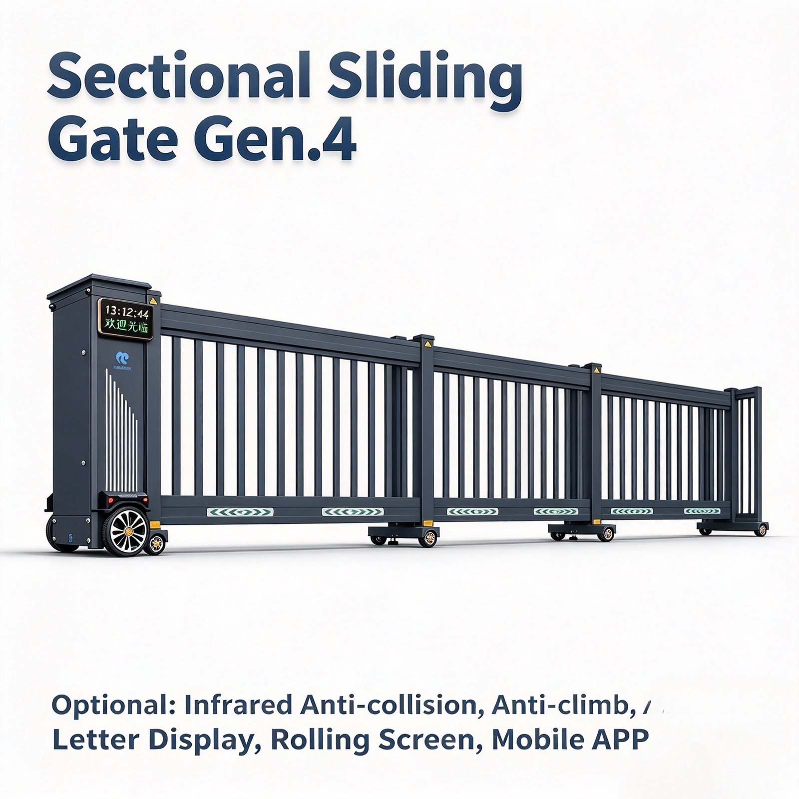 Automatic Sectional Sliding Gate, Aluminum Alloy Smart Sectional Gate, Wind Resistant Typhoon Proof Electric Sliding Gate for Factory Community - 图片 15