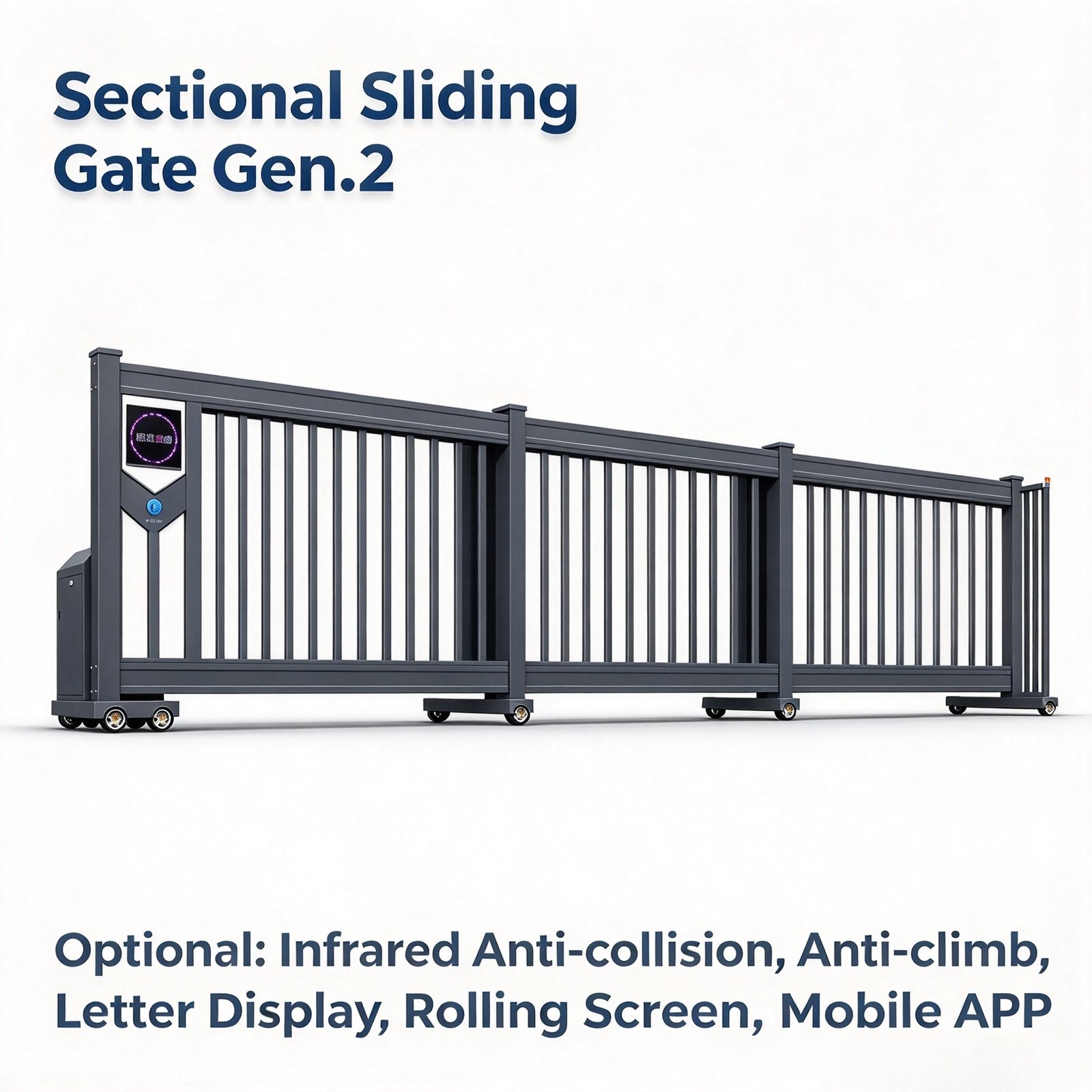 Automatic Sectional Sliding Gate, Aluminum Alloy Smart Sectional Gate, Wind Resistant Typhoon Proof Electric Sliding Gate for Factory Community - 图片 13