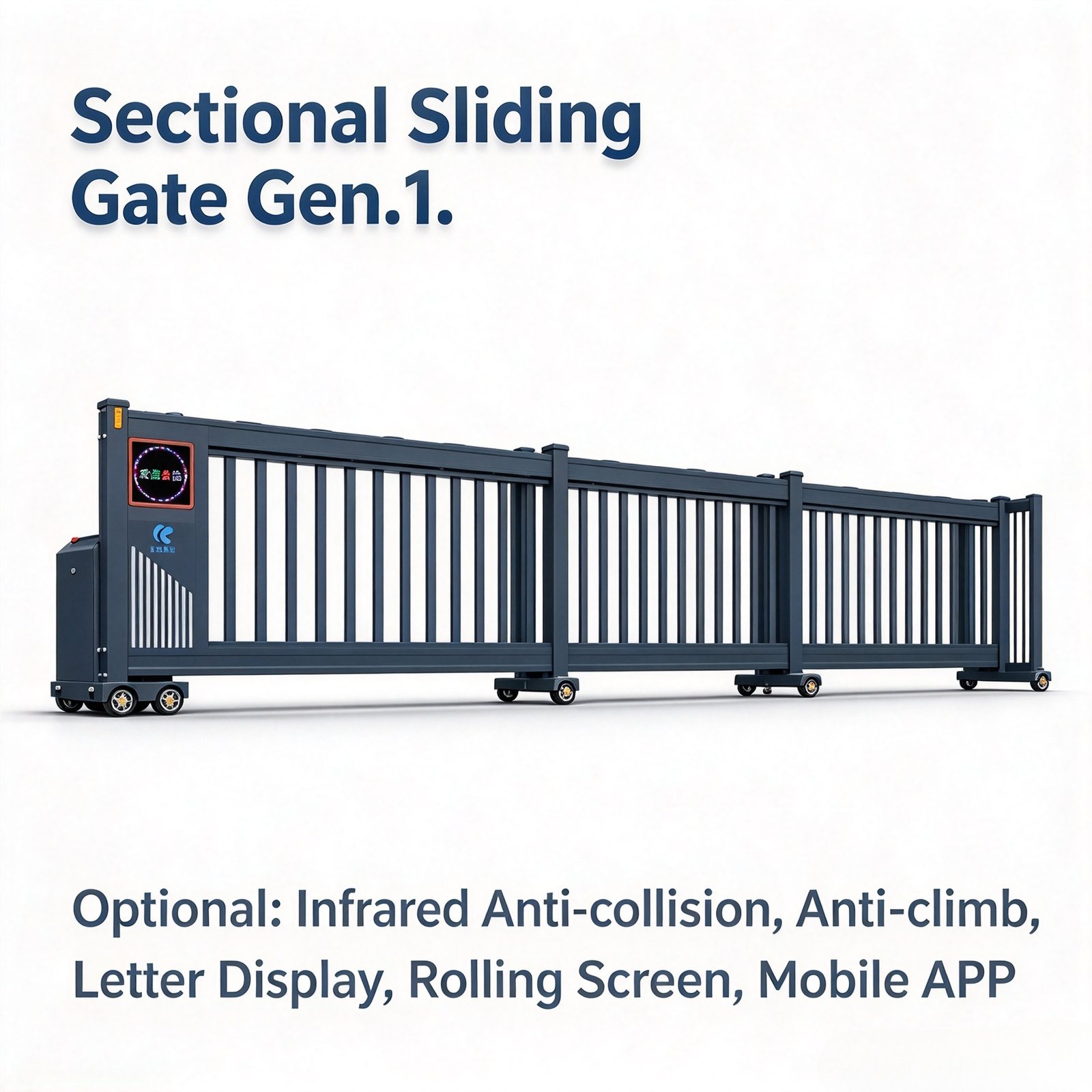 Automatic Sectional Sliding Gate, Aluminum Alloy Smart Sectional Gate, Wind Resistant Typhoon Proof Electric Sliding Gate for Factory Community - 图片 12