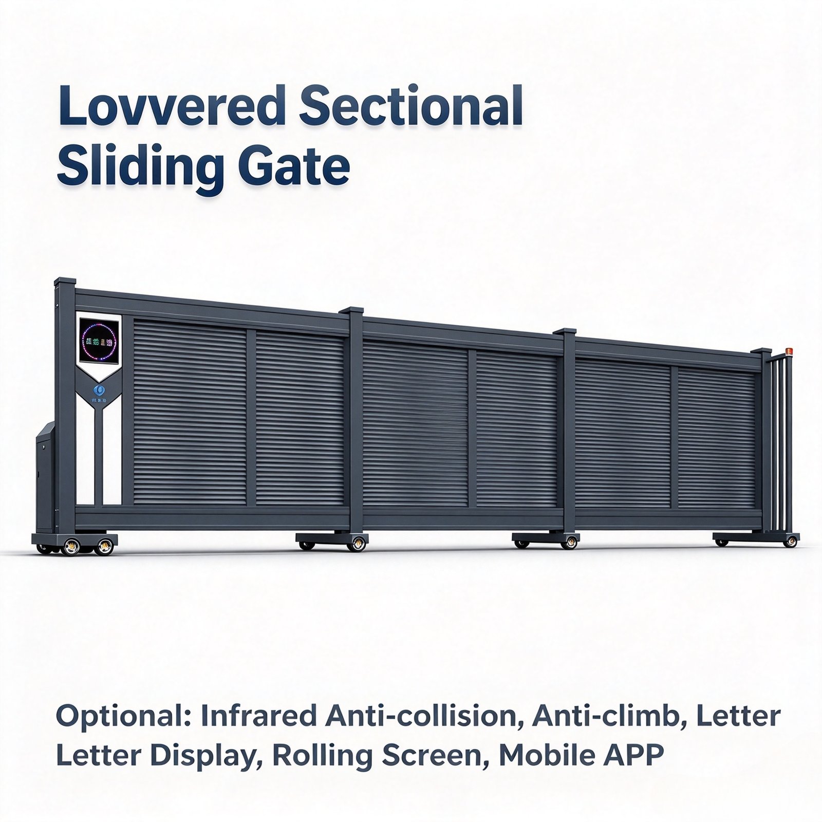 Automatic Sectional Sliding Gate, Aluminum Alloy Smart Sectional Gate, Wind Resistant Typhoon Proof Electric Sliding Gate for Factory Community - 图片 10