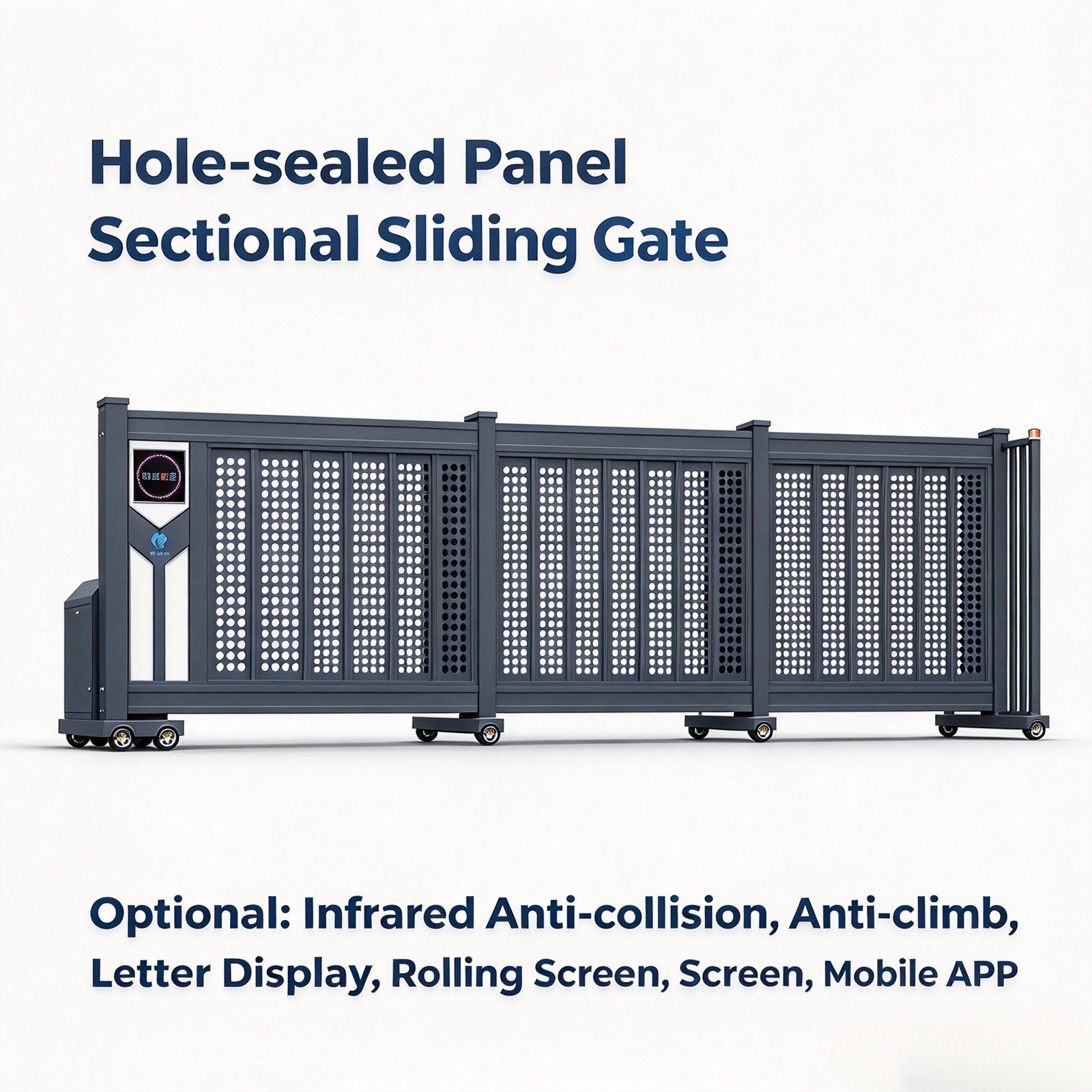 Automatic Sectional Sliding Gate, Aluminum Alloy Smart Sectional Gate, Wind Resistant Typhoon Proof Electric Sliding Gate for Factory Community - 图片 9