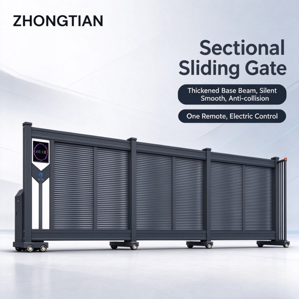 Automatic Sectional Sliding Gate, Aluminum Alloy Smart Sectional Gate, Wind Resistant Typhoon Proof Electric Sliding Gate for Factory Community