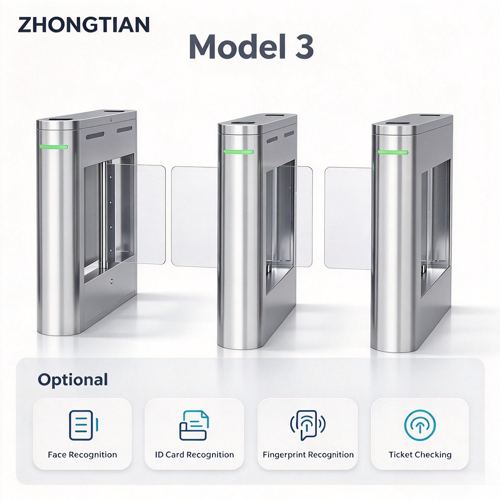 Face Recognition Swing Turnstile, 304 Stainless Steel Infrared Ticket Checking Turnstile for Scenic Spot Construction Site Campus Gym - 图片 9
