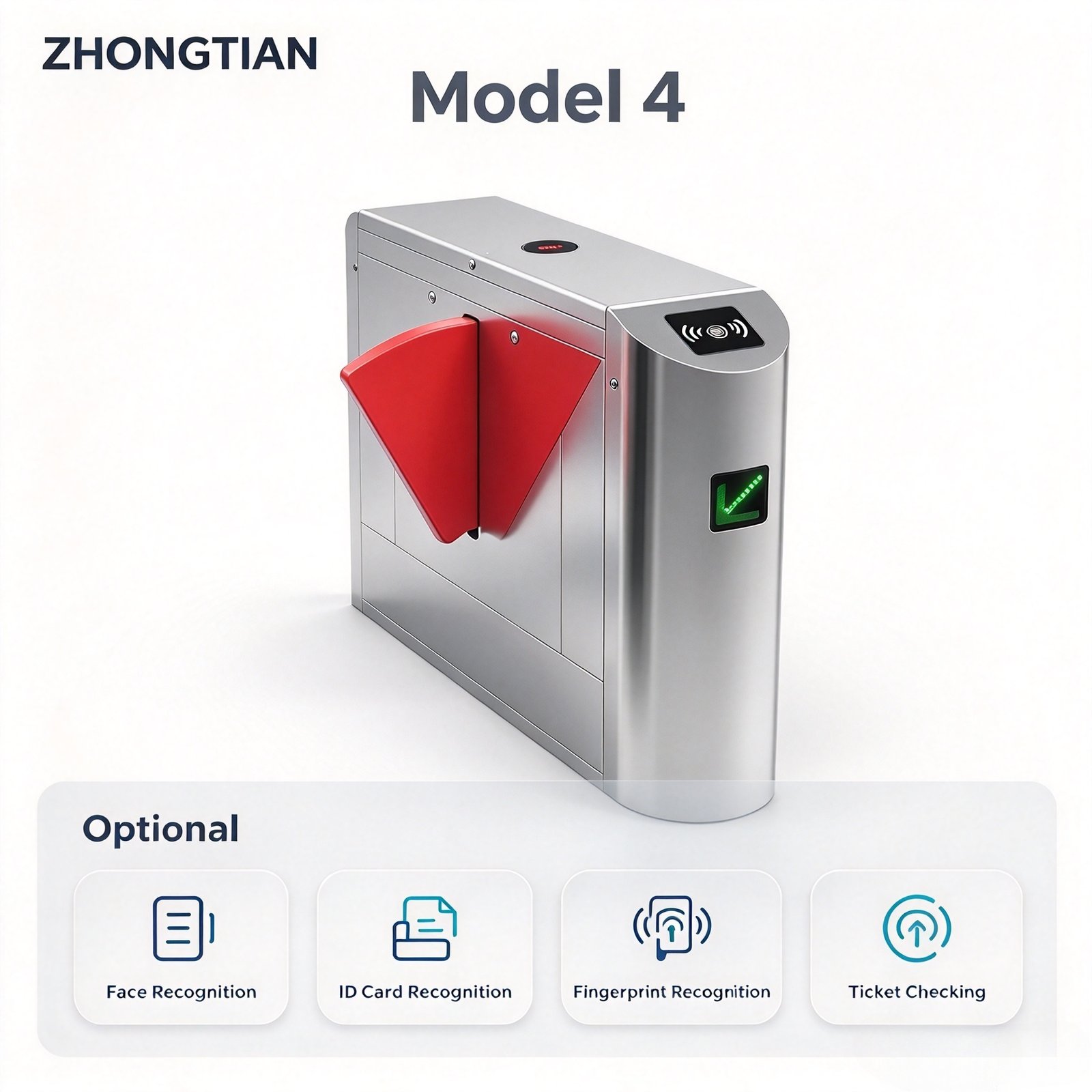 Face Recognition Swing Turnstile, 304 Stainless Steel Infrared Ticket Checking Turnstile for Scenic Spot Construction Site Campus Gym - 图片 10