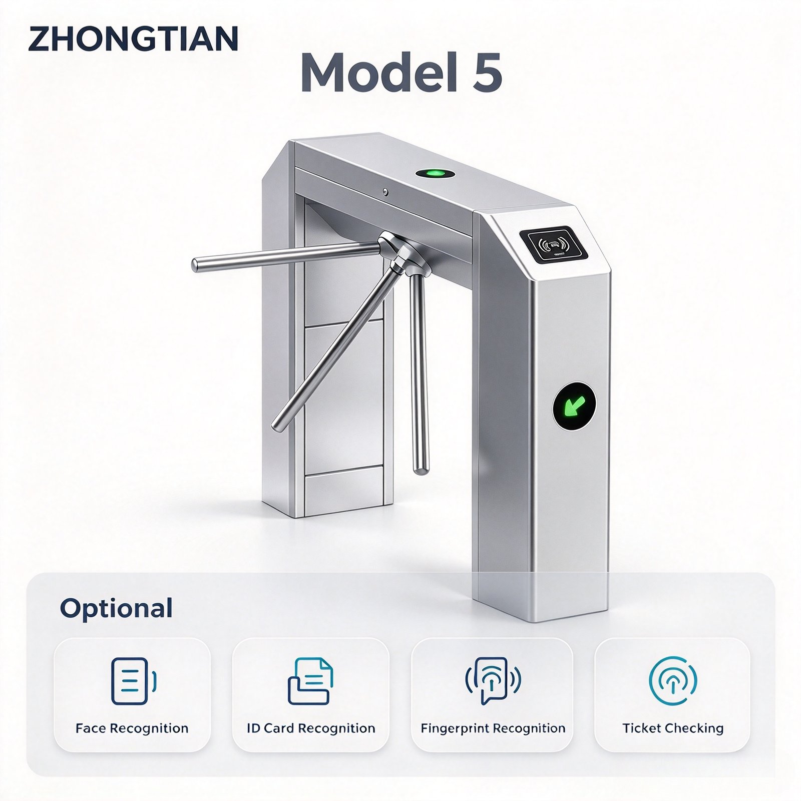 Face Recognition Swing Turnstile, 304 Stainless Steel Infrared Ticket Checking Turnstile for Scenic Spot Construction Site Campus Gym - 图片 11