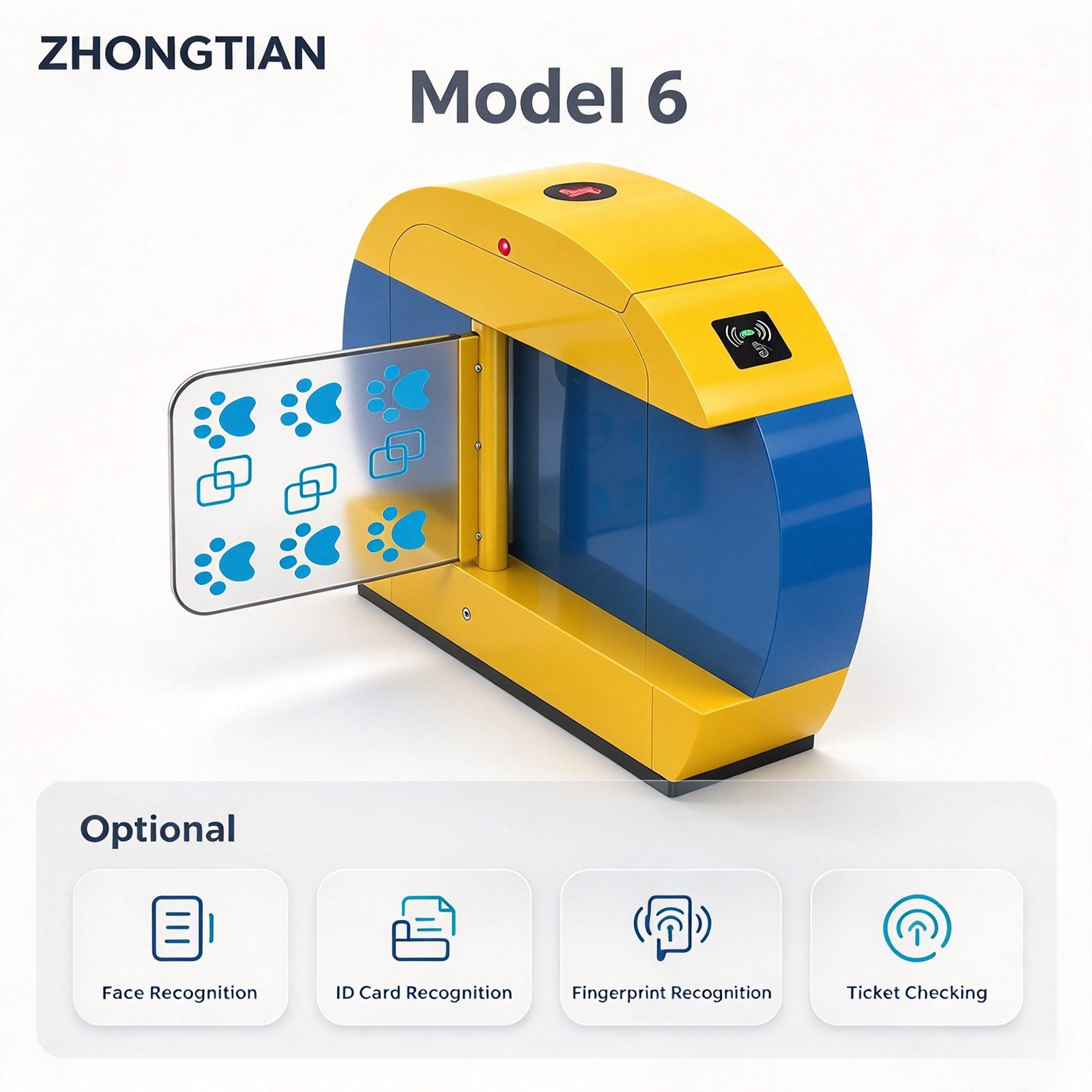 Face Recognition Swing Turnstile, 304 Stainless Steel Infrared Ticket Checking Turnstile for Scenic Spot Construction Site Campus Gym - 图片 12
