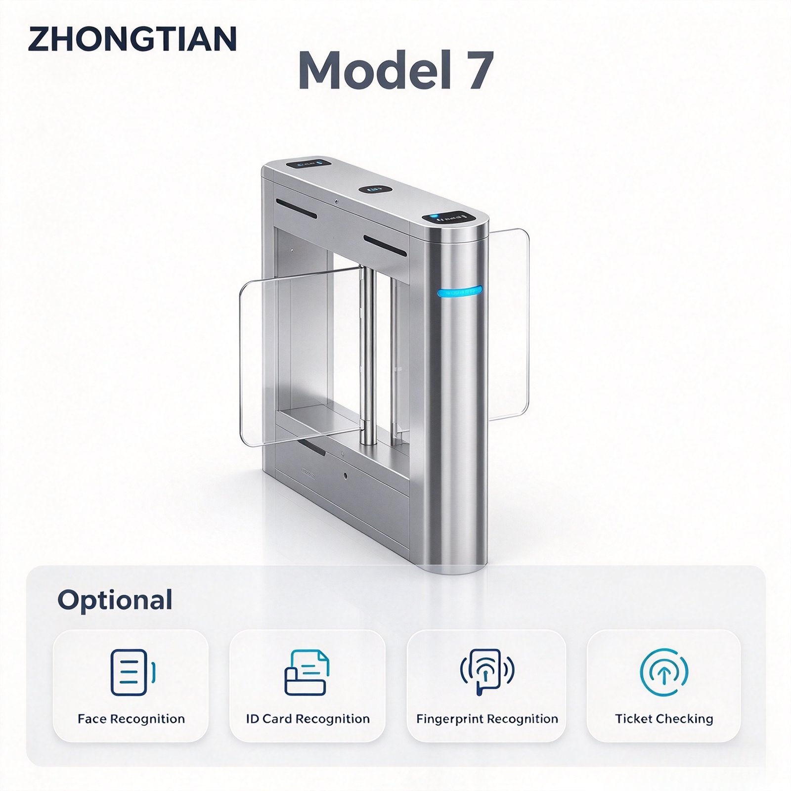 Face Recognition Swing Turnstile, 304 Stainless Steel Infrared Ticket Checking Turnstile for Scenic Spot Construction Site Campus Gym - 图片 13