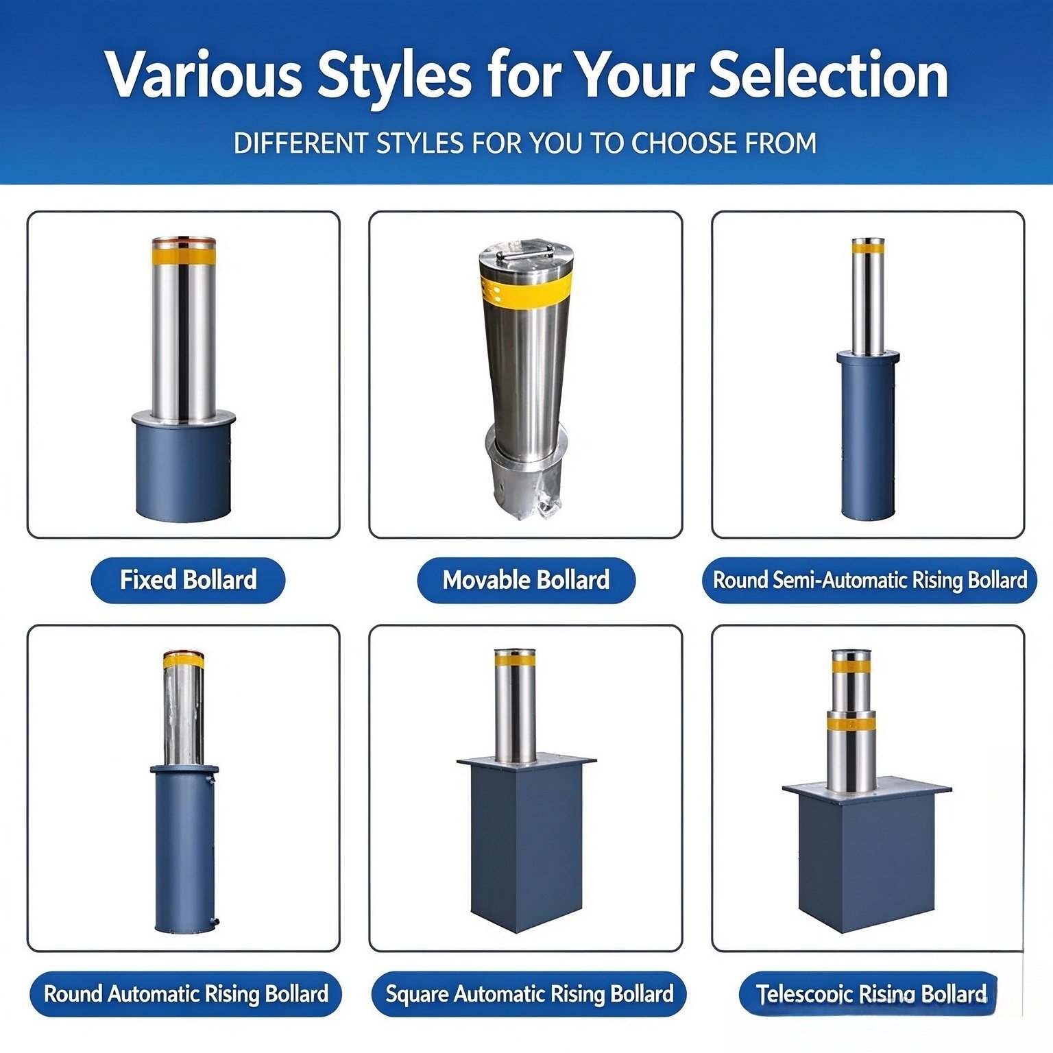 Electric Hydraulic Integrated Shallow-buried Rising Bollard, 304 Stainless Steel IP68 Waterproof Anti-collision Security Bollard for School Hospital Community - 图片 4